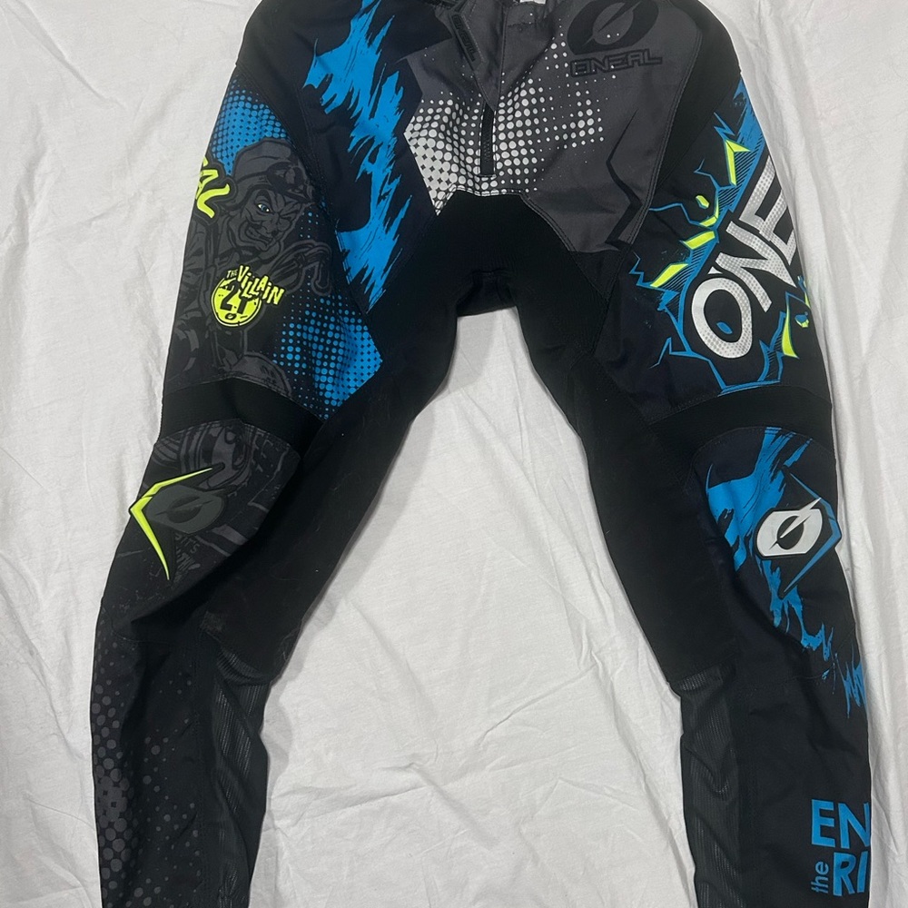 O'Neal Graphic MX Pants in Black, Blue & Neon Yellow